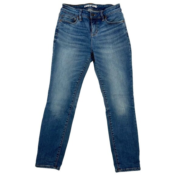 Lands End Womens Blue Mid Rise Curvy Skinny Jeans Size  2 Petite - Picture 1 of 12